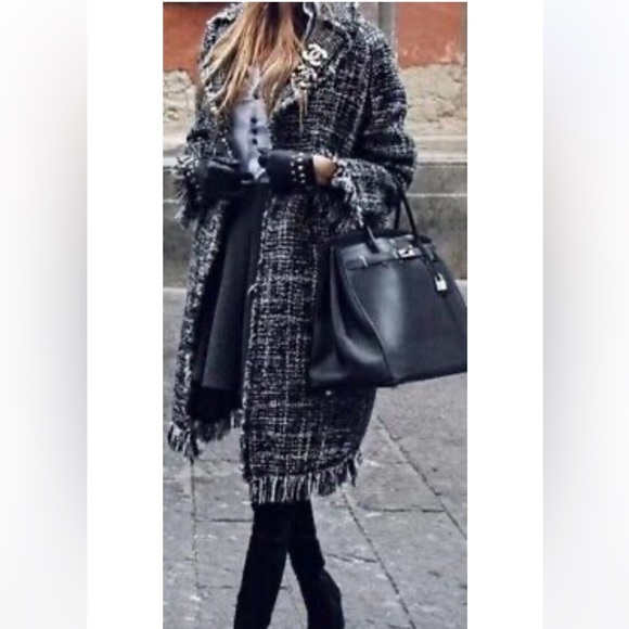 Zara nwt wool frayed edge coat - Picture 3 of 12